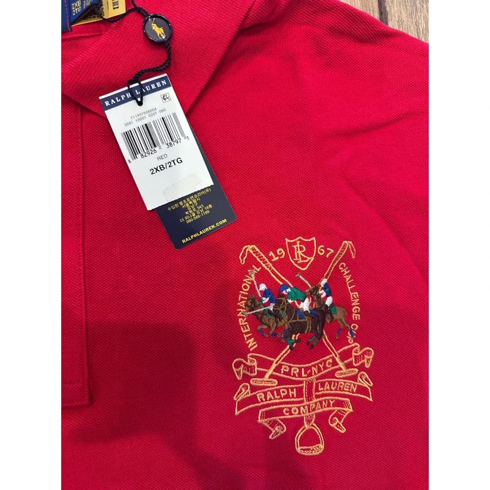 Polo Ralph Lauren Red International Challenge Cup Triple Pony Polo Shirt 2XB NWT